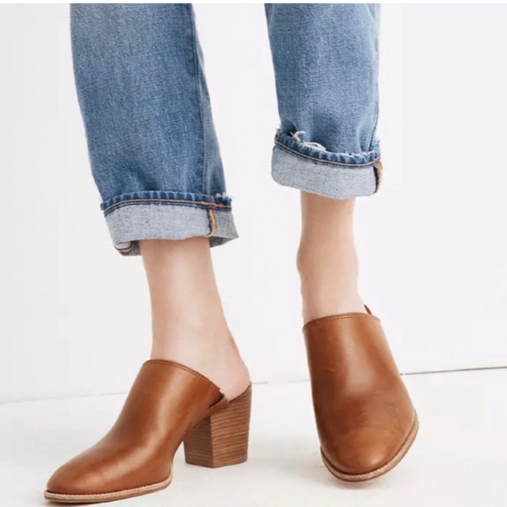 Madewell English Saddle Harper Heel Mules